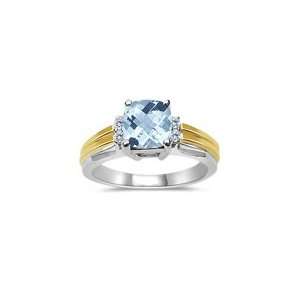  0.10 Cts Diamond & 0.92 Cts Aquamarine Ring in 14K Two 