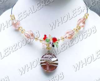 9strands Focal Handwork Glass&Crystal Beads Necklaces  