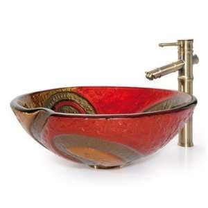   Clear Glass Copper Snake Sink and Bamboo Faucet Faucet Finish Chrome