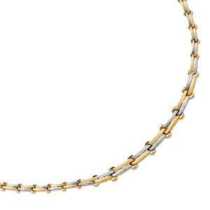  14K Two Tone Gold Fancy Link Graduated Necklace   17 