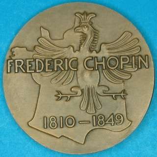 CHOPIN Polish Composer virtuoso pianist Large bronze medal OFFICIAL 