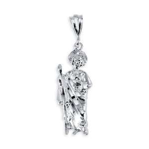    Polished Solid .925 Sterling Silver Saint Jude Pendant: Jewelry