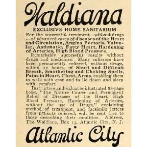  1918 Ad Waldiana Sanitarium Heart Blood Pressure NJ 