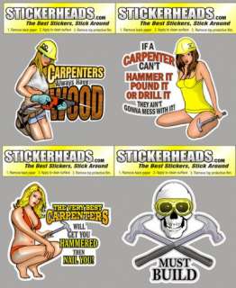 Set of 4 hard hat CARPENTER stickers decal union  