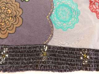 NWT Womens DESIGUAL Multi color Neck Line String Niebla Top/Tunic 