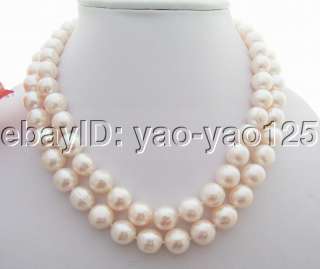 34 11MM White Pearl Necklace 925 Silver Clasp  