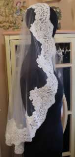 Pearls Sequins Bugle Beads French Lace Bridal Mantilla 3 18 2011