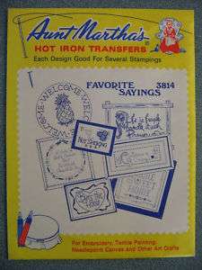 AUNT MARTHAS Iron On Transfers FAVORITE SAYINGS #3814  