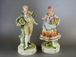 Wales Japan Colonial Couple Porcelain Figurines w/ Optional Lamp 