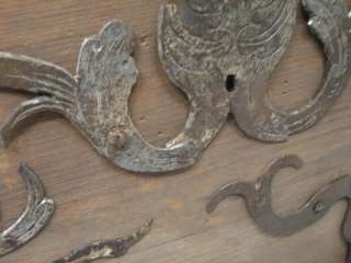 EARLY HAND FORGED RAMS HORN IRON SHUTTER HINGE DISPLAY  