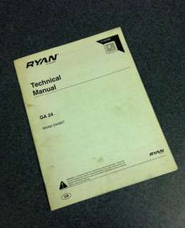 Ryan GA24 GA 24 Aerifier Aerator Tech Parts Manual  