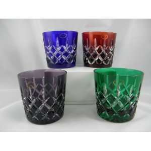  Hand Cut Hungarian Crystal Glasses Set of Four Jewel 