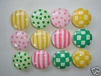 12 CHECKED POLKA DOTS STRIPED DRAWER KNOBS PULLS  