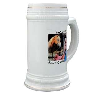  Stein (Glass Drink Mug Cup) Country Western Cowgirl Save A 
