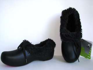 CROCS gretel dutch clogs Womens 6 US NEW soft lined black shoes Super 