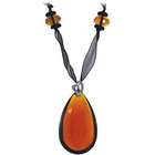 Body Candy Handcrafted Amber Beauty Black Ribbon Pendant Necklace