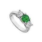   Emerald and Diamond Engagement Ring : 14K White Gold   2.00 CT TGW