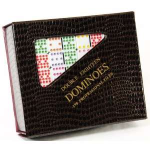 Dominoes Double 18 Set with Color Dots and Centerpiece : Toys & Games 