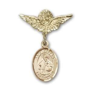   with St. Albert the Great Charm and Angel w/Wings Badge Pin Jewelry