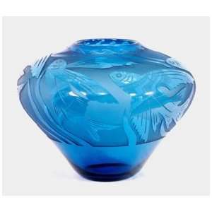    Correia Designer Art Glass, Vase Aqua Flying Fish: Home & Kitchen