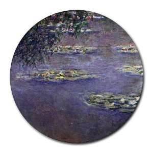  Water Lilies Water Landscape 1 By Claude Monet Round Mouse Pad 