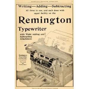 1910 Ad Remington Typewriter Wahl Adding Attachment Office Supply 