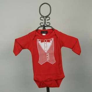 Baby Milano Red Tuxedo Vest Infant Bodysuit   Long Sleeve   Size 12 