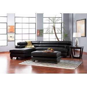   Alyssa Left L Shaped Sectional Sofa in Black Leather: Home & Kitchen