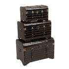   Leather N Wood Storage Trunk Set of 3 with Antique finish hardware