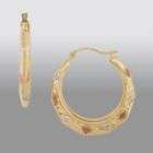 Tri Color Antique Hoop Earrings in 14K Gold and Sterling Silver