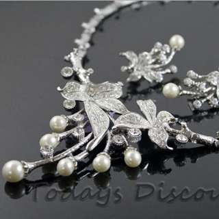 Heart Of The Ocean Necklace Earring Locket Crystal Diamante Bridal 