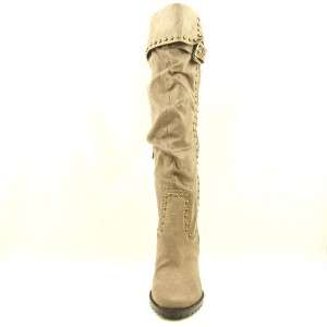 Knee High Studded Womens Boots, High Heel, Camel 7US/38EU/5AU  