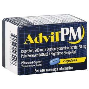  Advil PM Pain Reliever/Nighttime Sleep Aid, Coated Caplets, 20 ct 