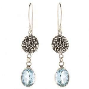  Sterling Silver & Blue Topaz Earrings: Jewelry