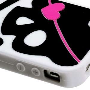   Black Skull Rubber SILICONE Skin Soft Gel Case Cover Apple iPhone 4 4S