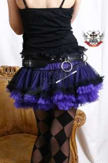   Gothic Punk Puffy Tutu Ruched Jester Skirt+Bloomer Black+Purple  