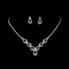   glance fashions silver light blue rhinestone necklace earring set