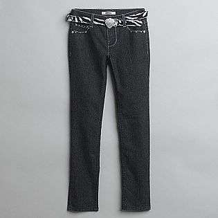 Girls Plus 5 Pocket Skinny Jeans with Zebra Print Belt  Bongo 