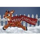   48 Lighted Rudolph The Red Nosed Reindeer With Merry Christmas Banner