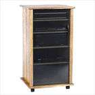Wood Technology 4 Shelf Solid Hardwood Audio Cabinet  Oak