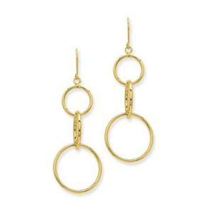  14k Gold 3 Circle Dangle Wire Earrings: Jewelry