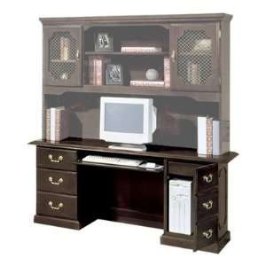   Wood Credenza Desk with CPU Tower in Mahogany: Office Products
