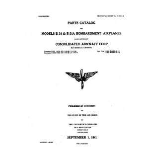  Consolidated B 24 A Aircraft Parts Catalog Manual 