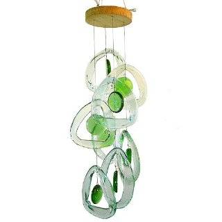 Recycled Glass Bottle Wind Chime  Emerald Spring