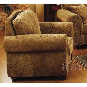  Sofa Chair Nail Head Trim Light Brown Chenille Fabric 