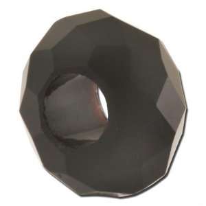  14mm Jet Black Faceted Crystals   Large Hole: Jewelry