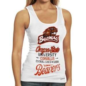   Beavers Ladies White Distressed Boy Beater Tank Top: Sports & Outdoors