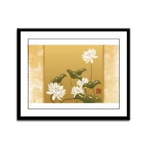    Framed Panel Print Lotus Flower Chinese Flag 