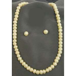  Freshwater Pearl Necklace and Ear Ring Jewelry Set Beauty