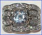   20 CT Cubic Zirconia Platinum Bridal Wedding Ring Set  SIZE 9